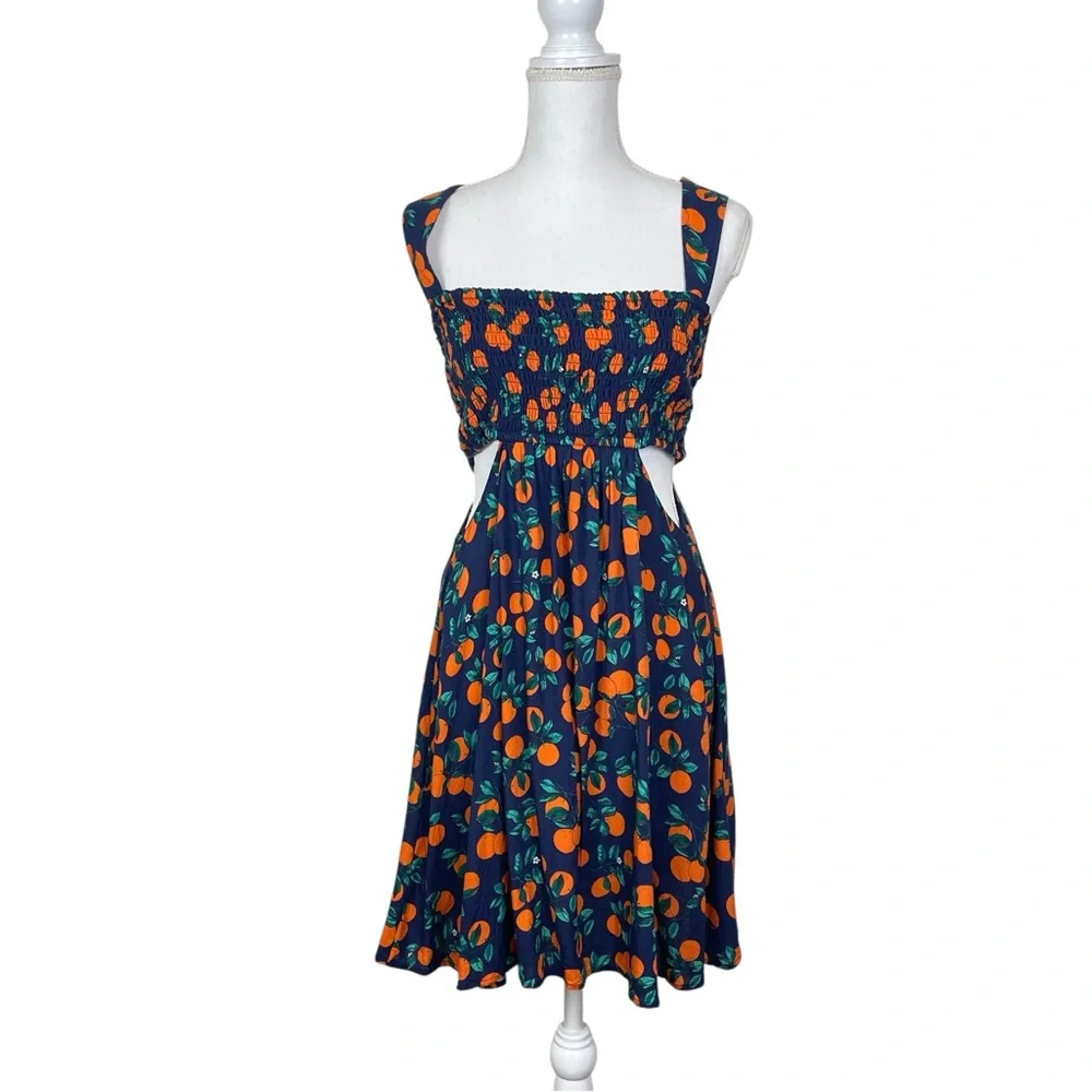 Anthropologie The Piper Bandeau Cutout Oranges Mini Dress - Picture 2 of 6